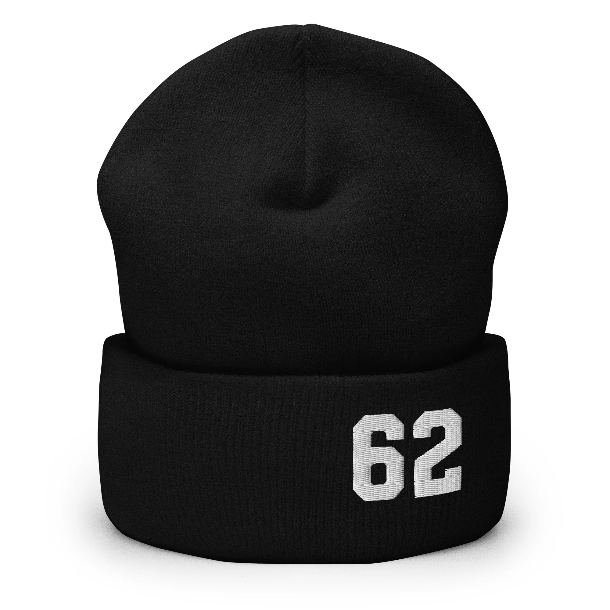 Black Beanie Hat with Embroidered Number